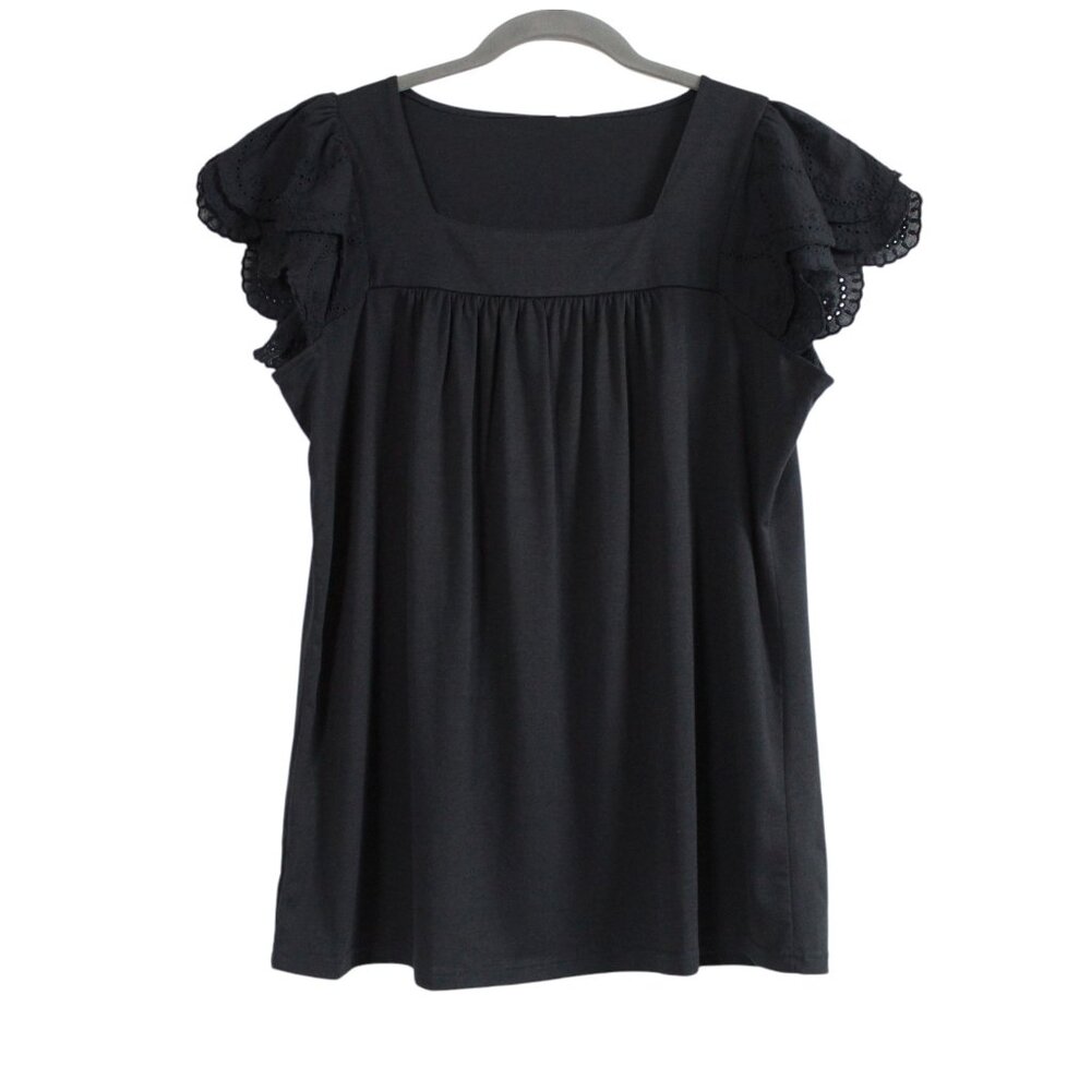 Scentkiss Square Neck Flutter Sleeve Top